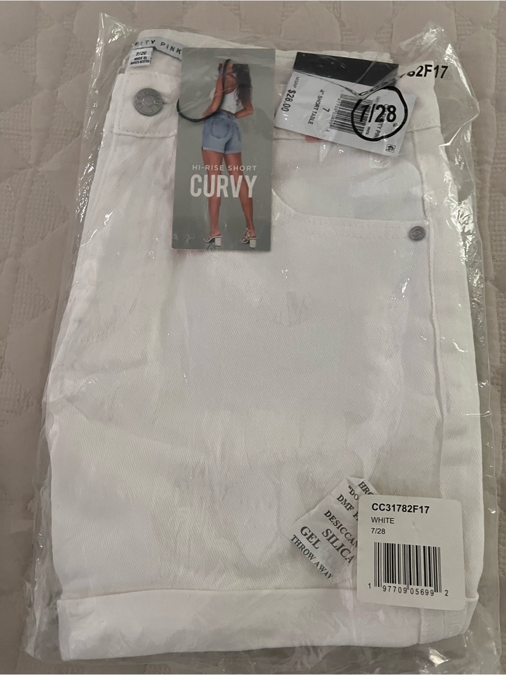 Celebrity Pink Hi-Rise Curvy White Denim Shorts